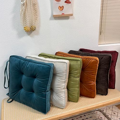 Miniatura 6 de vctops Almohadillas de terciopelo suave rojo navideño con lazos, cómodo cojín de asiento sólido para sillas de comedor, sillas de oficina, suelos de