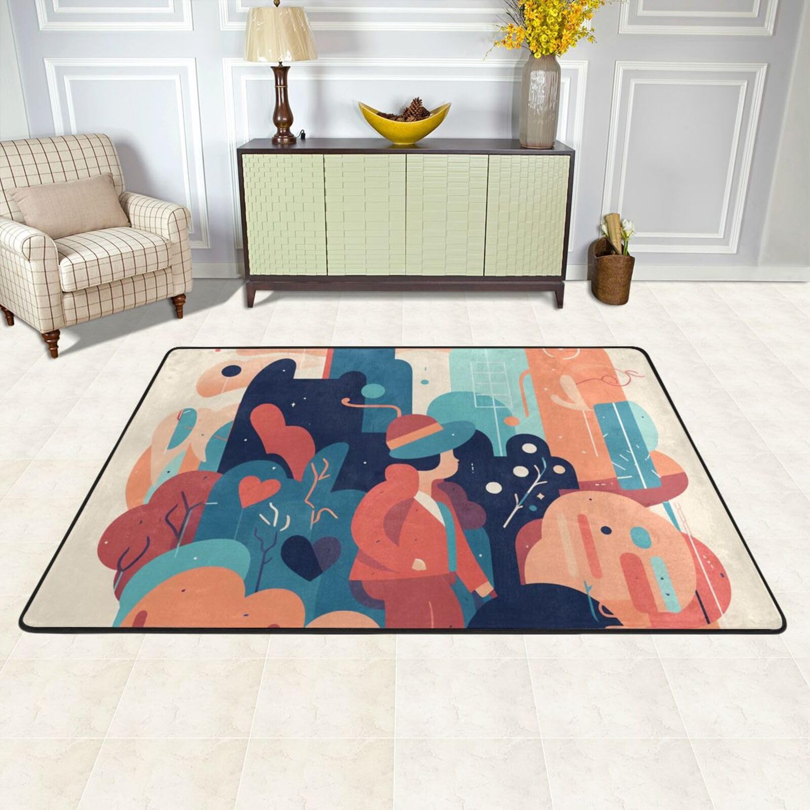 Tapis de sol absorbant antidérapant lavable 183 x 122 cm grand tapis cuisine chambre bureau