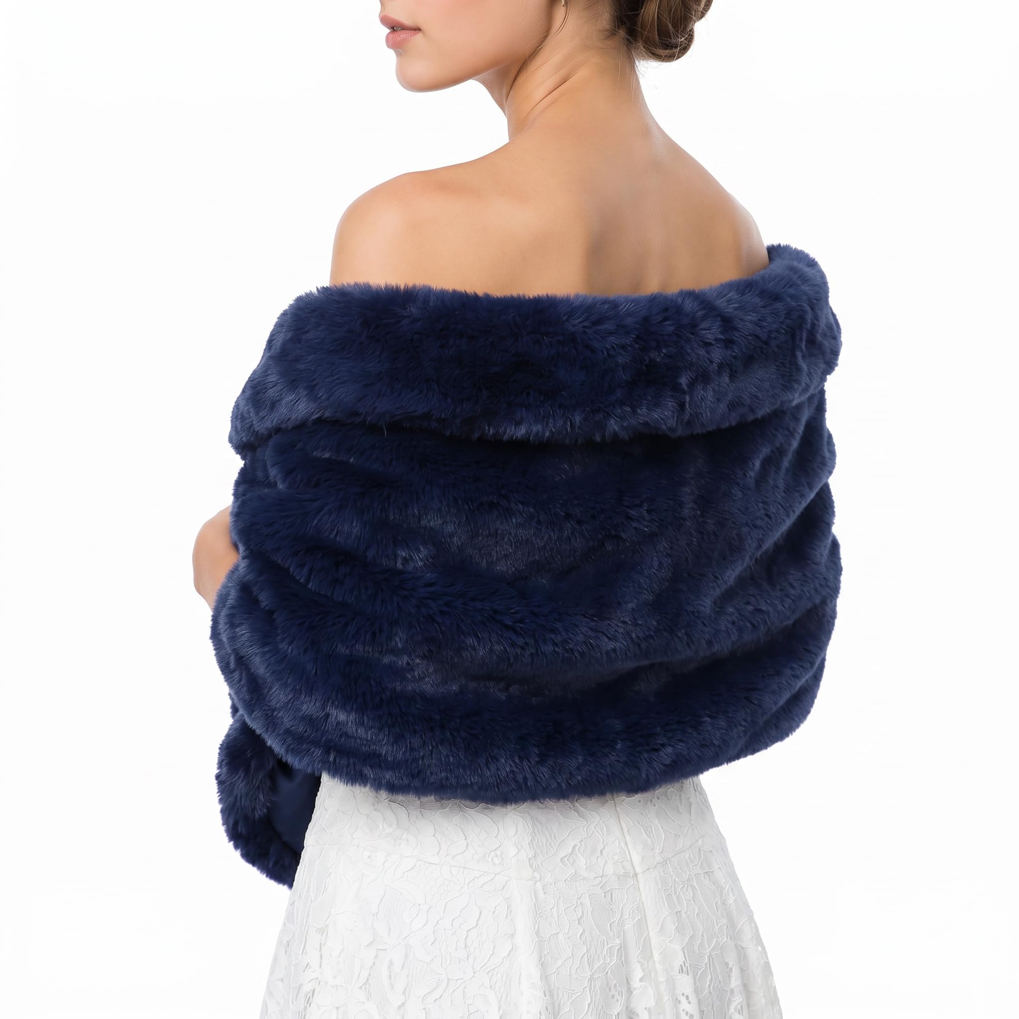 Lifup Scialle Stola Donna Pelliccia Sintetica Sciarpa Elegante Morbido Coprispalle per Matrimonio Invernale Cerimonia Sposa Damigella