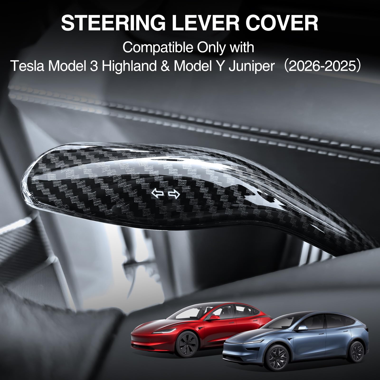 Osłona dźwigni kierownicy do Tesla Model Y Juniper & Model 3 Highland 2025 2026 - Osłona zmiany biegów kierownicy ABS, ochronne wykończenie akcesoria wewnętrzne (matowa czerń)