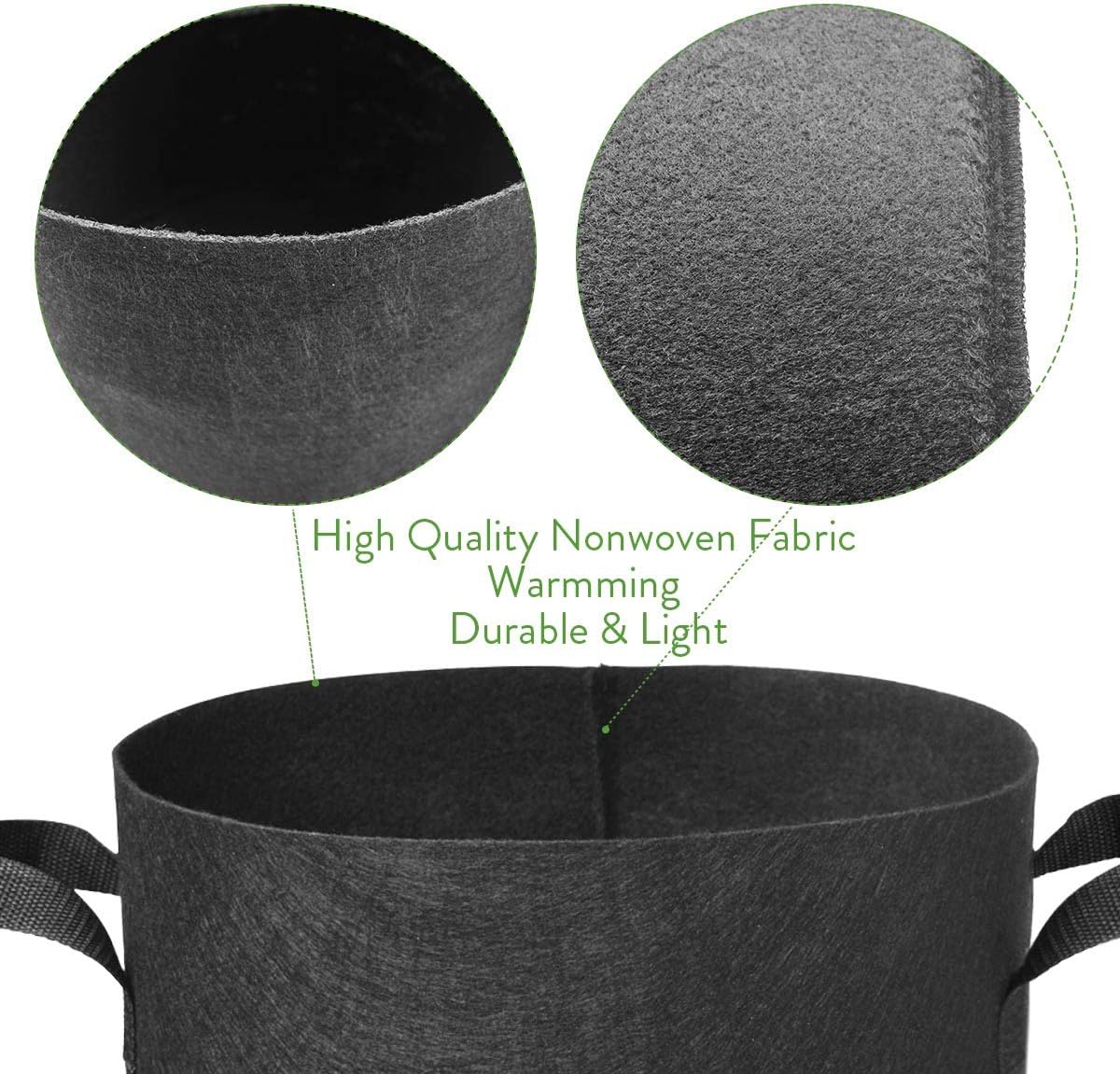 EACHON 7 Gallon 7-Pack Fabric Grow Pots Planting Pots Non-Woven Fabric Planter for Gardening with Handles Black (7 Gallon -7 Pack)
