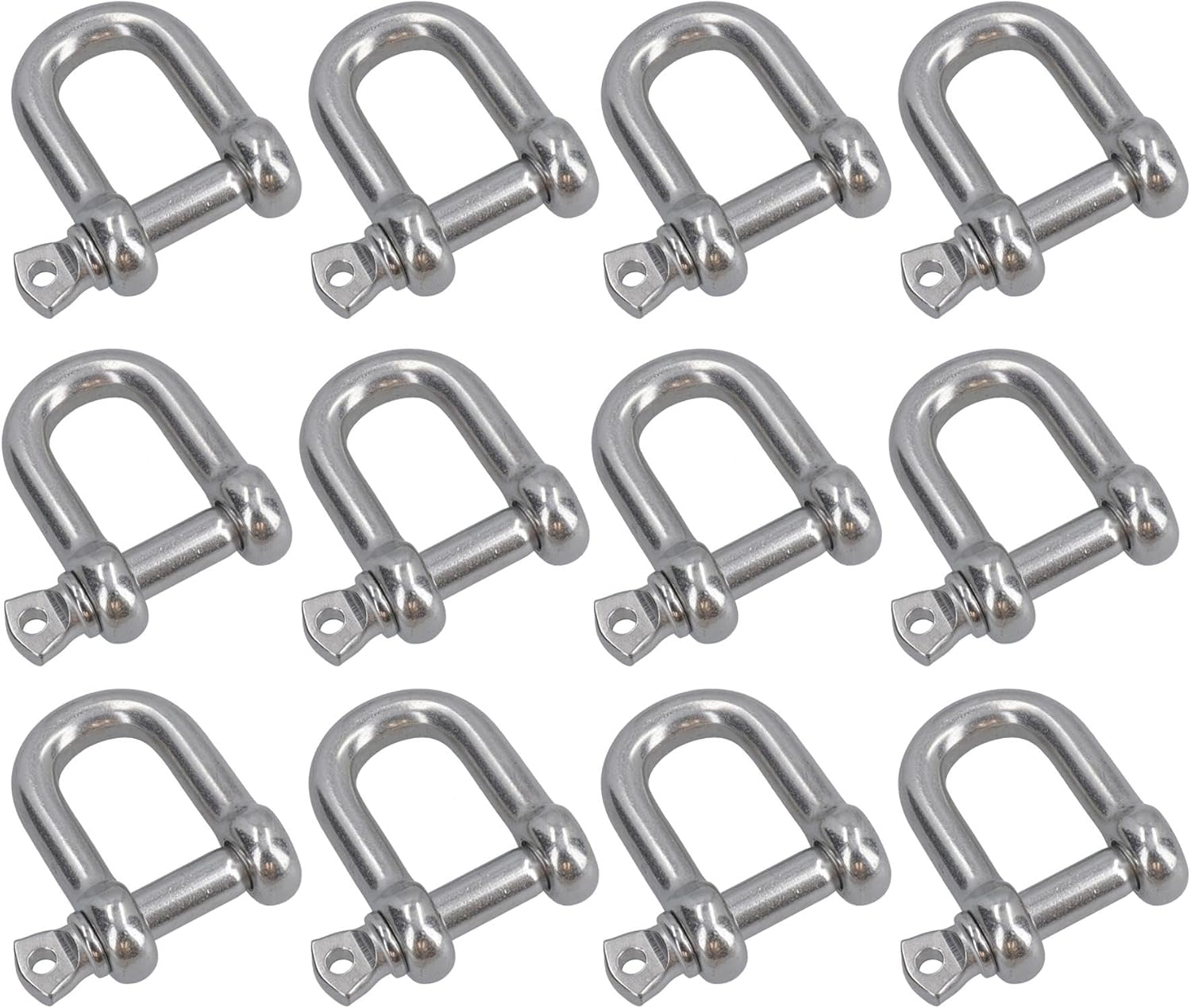12 Pack 12mm Stainless Steel Dee Shackle Marine Grade 316