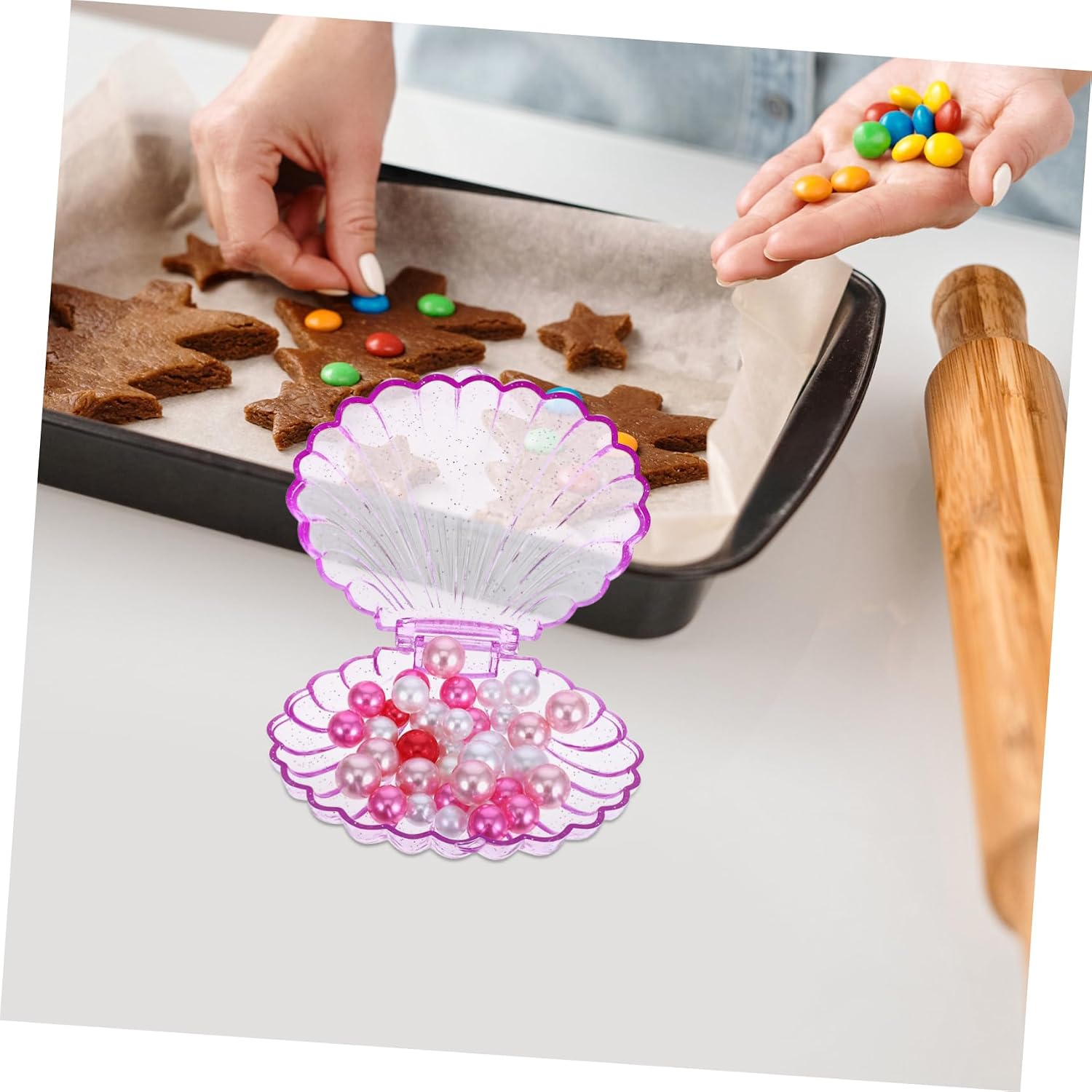 KICHOUSE 5pcs Shell Candy Box Elegant Mermaid Jewelry Tray for Parties Wedding Favors and Decorative Storage