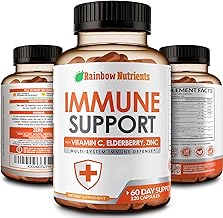 10 in 1 Immune Support Supplement (No Fillers) | Vitamin C, Zinc, Elderberry, Echinacea, Turmeric, Probiotics |Immunity Booster for Multi-System Immune Defense, Respiratory & Gut health |60 Day Supply
