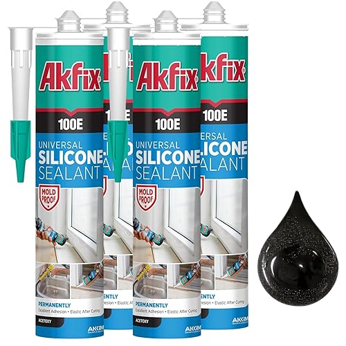 Miniatura 26 de Akfix 100E RTV Masilla de Silicona Gris (2x10.1 fl.oz.) - Sellador de Silicona 100% Impermeable para Cocina y Baño, Ducha, Bañera, Inodoro
