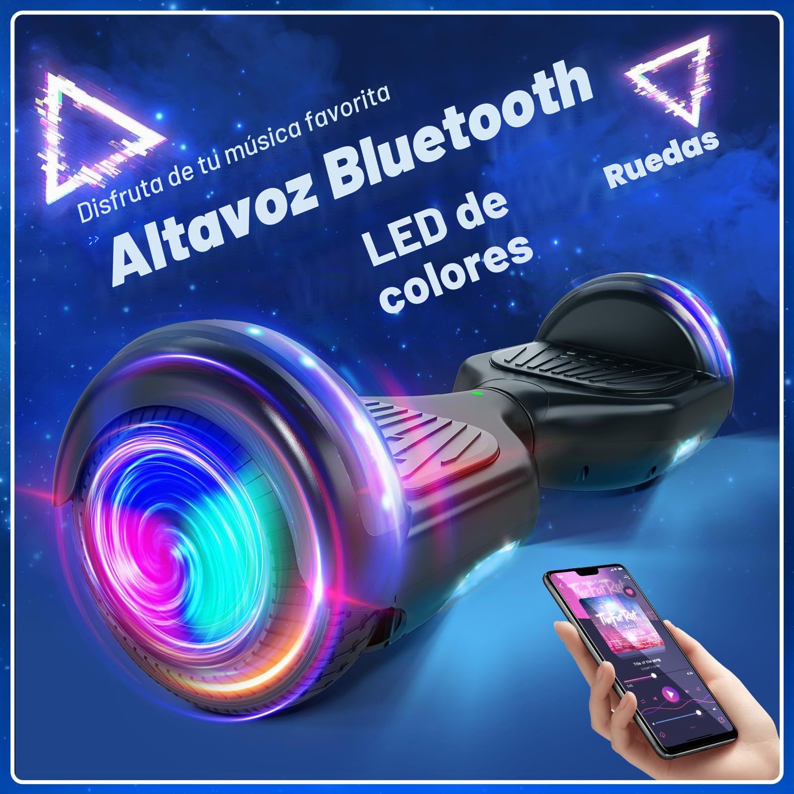 SISIGAD Hoverboard Overboard 6.5" con LED/Bluetooth, skateboard, hoverboard, regalo para niños
