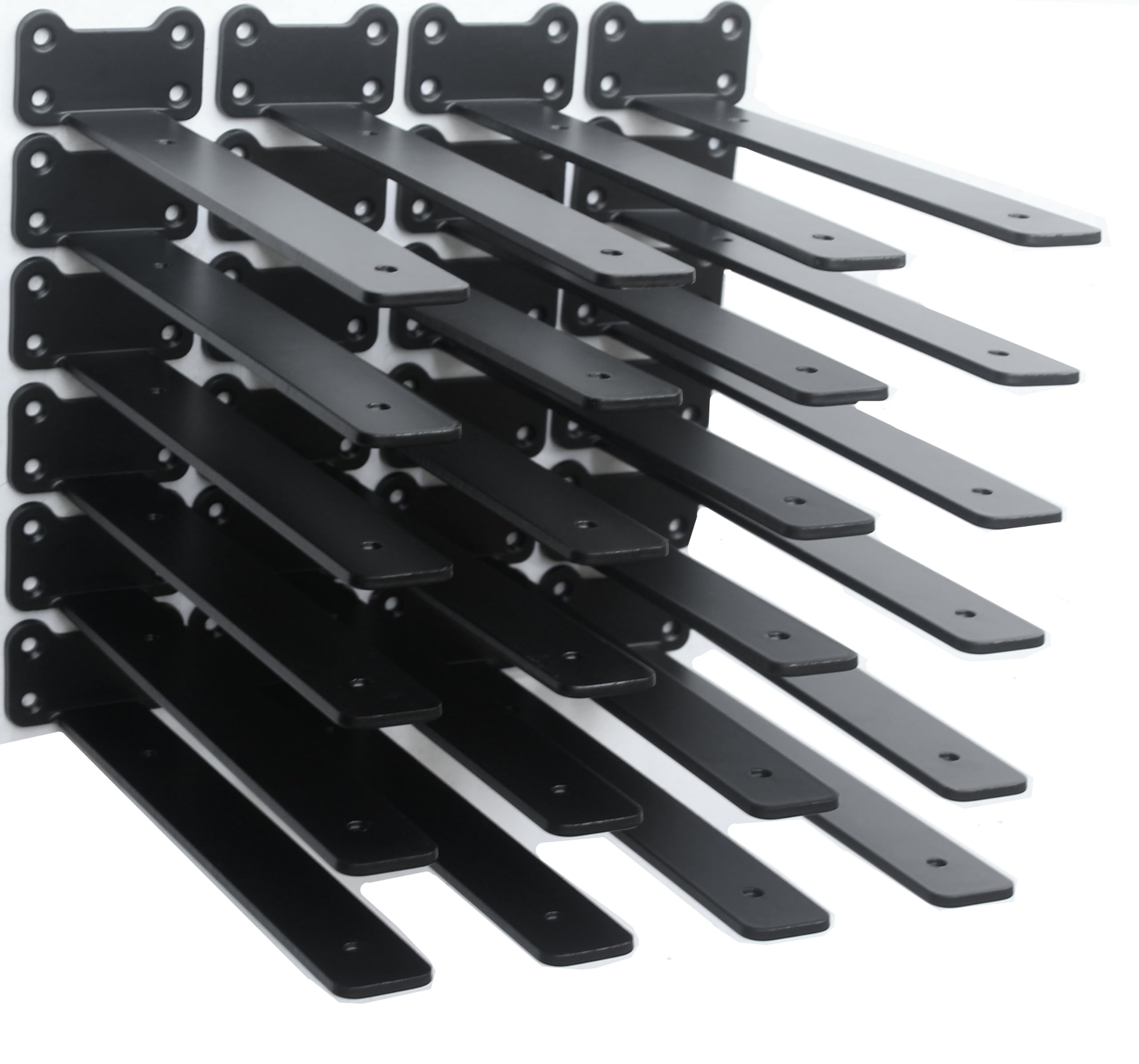 24 Pack - 10 inch Black Hidden Invisible L Shelves Brackets, Floating Hidden Shelf Brackets Heavy Duty Shelf Brackets Industrial L Shelf Bracket (1/5 Inch Thicked) Iron Shelf Brackets