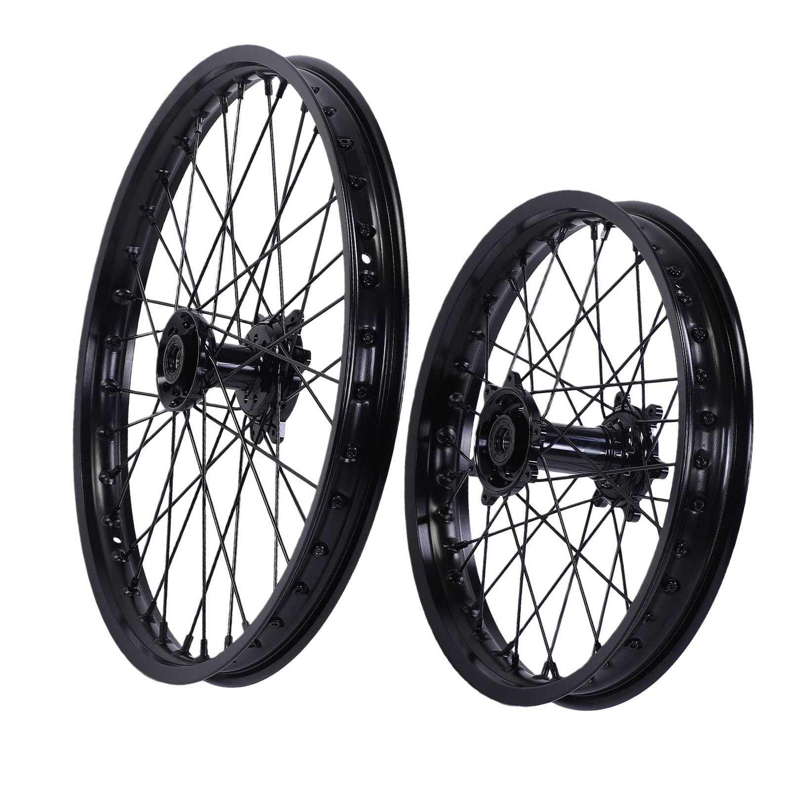 Generic Zestaw Piast kół ze Stopu Aluminium z Przednimi Tylnymi szprychami. Zwiększona przyczepność dla Sur Ron, Pasująca do Roweru Ultra Bee Dirt Bike, Koła 21 Cali i 18 Cali, łatwa Instalacja dla