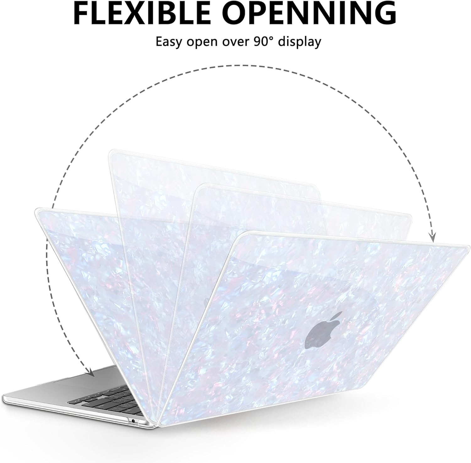 AKIT Compatible with MacBook Air 13 inch Case M5 2026 2025-2022 M4 M3 M2 A3449 A3240 A3113 A2681, Sparkle Pearly-Lustre Design Hard Shell Case&Screen Protector&Keyboard Cover, Shiny Pearl