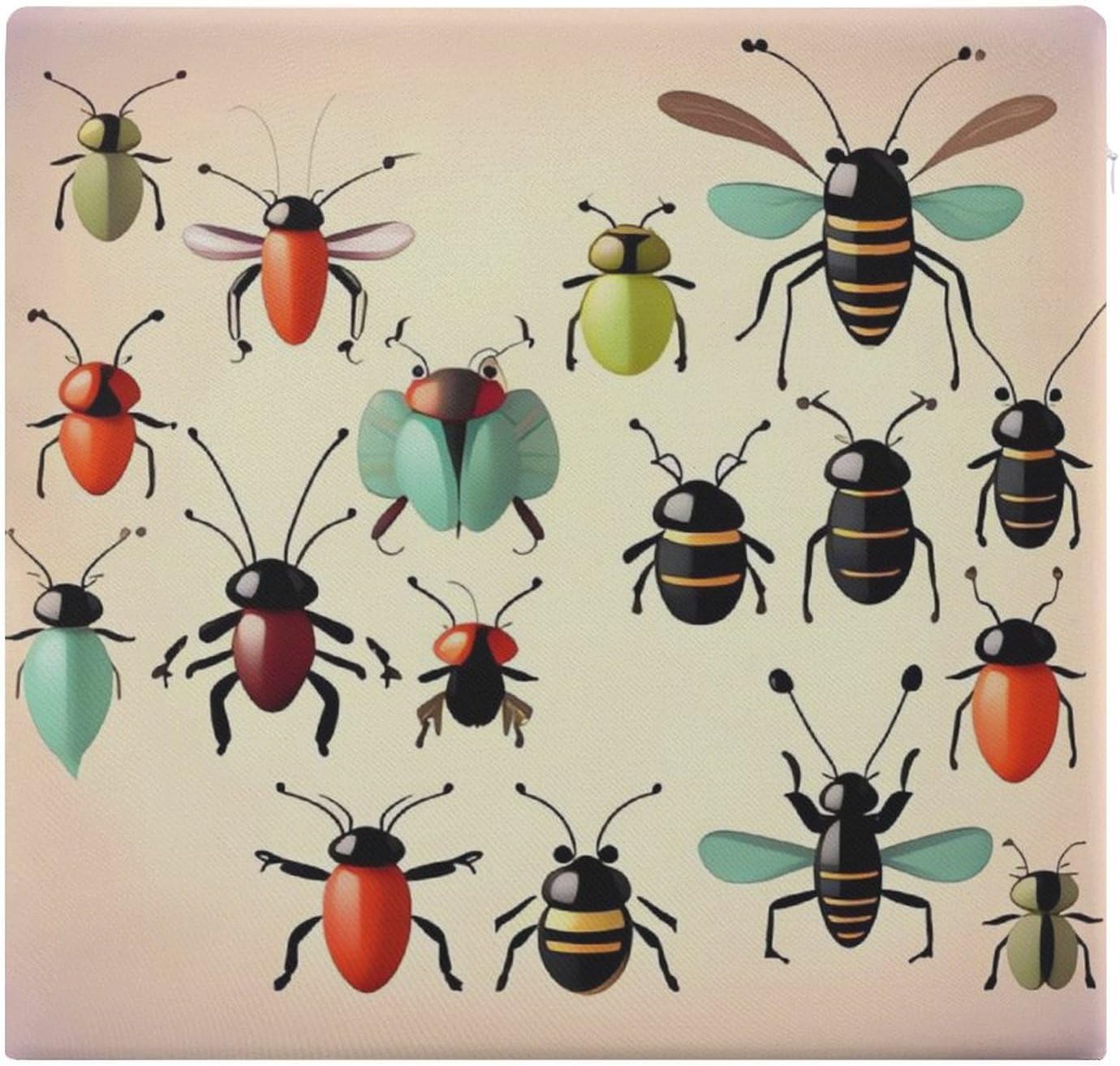 Cartoon Small Insects Chair Cushion Floor Pillow Stool Cushion | Cushions with Removable Cover with Square Memory for for Chair Living Room Balcony Office Sofa,13.8*15*1.2 Inch
