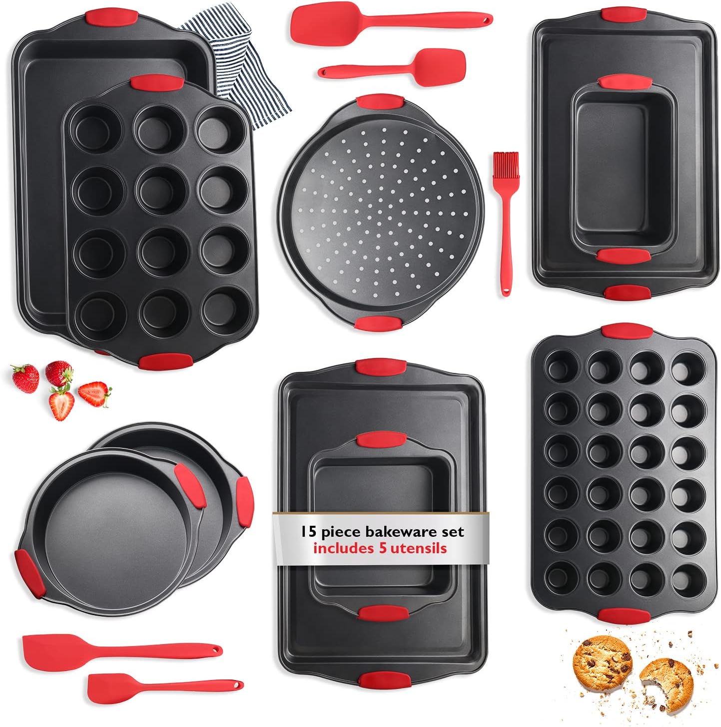 Eatex Nonstick Bakeware Sets with Baking Pans Set, 15 Piece