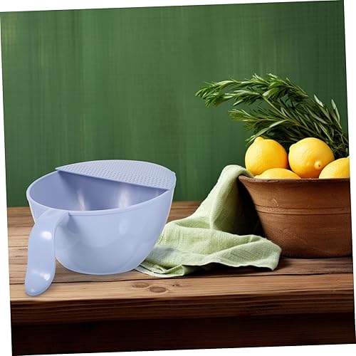 Miniatura 15 de Hemoton Cesta de drenaje multifuncional, colador de arroz de cocina, colador colador, tamiz de lavado de arroz con asa, coladores de lavado