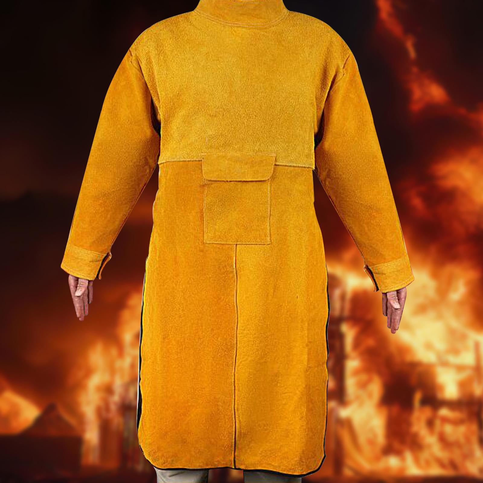 Tablier de Soudage à Manches, Veste de Soudage Ignifugée, Vêtements de Protection pour Soudeurs et Charpentiers (hommes et Femmes), Longueur 120cm