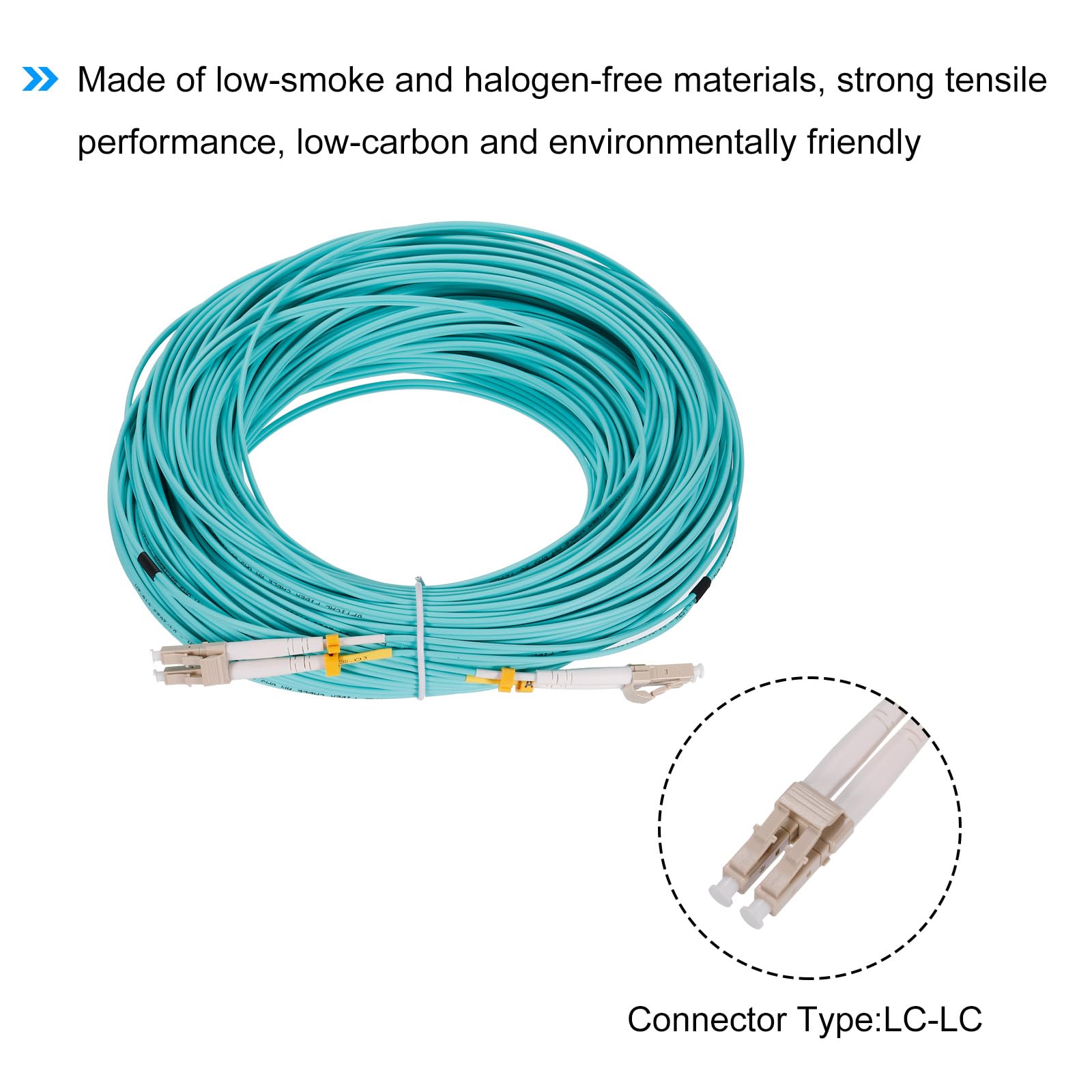 sourcing map 50 Mètres 164Ft Fibre Correctif Câble Multimode Duplex Vert