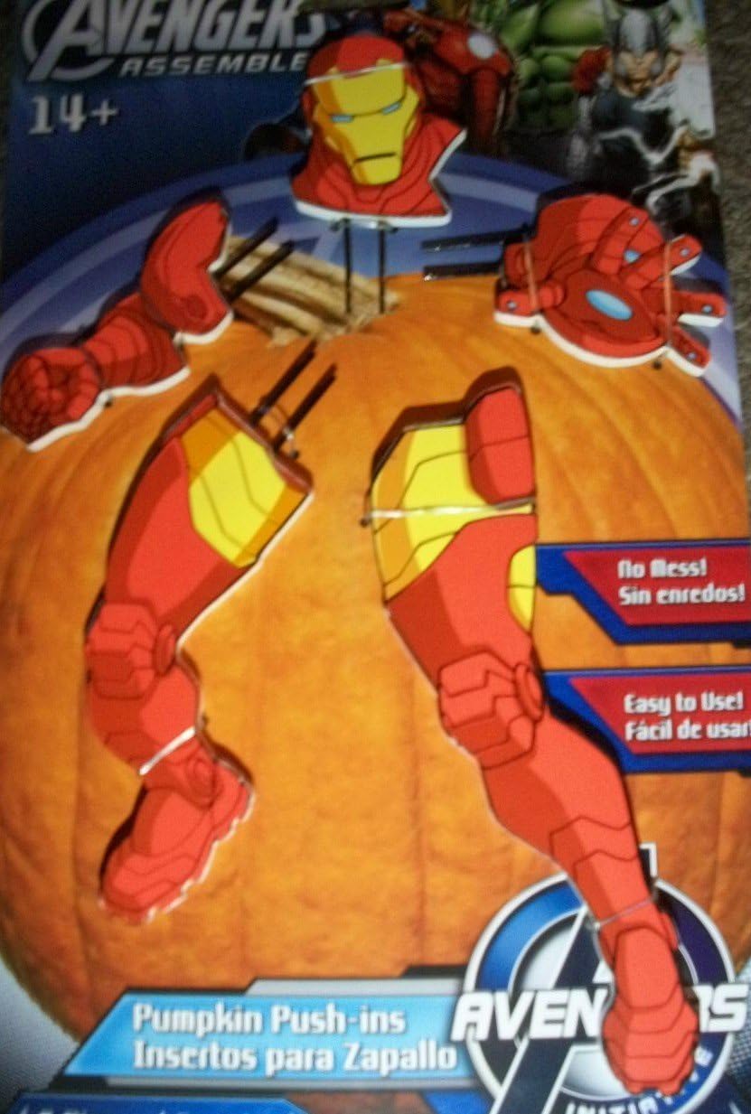 Marvel Avengers Iron Man 5 Piece Wooden Halloween Pumpkin Push in Set