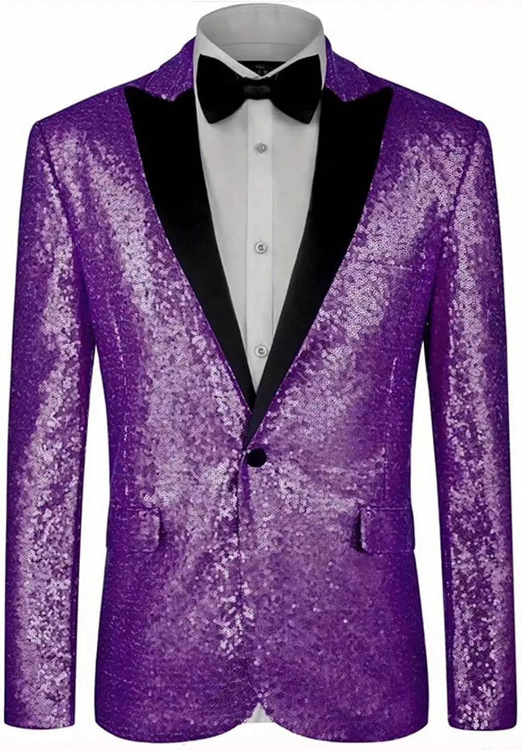 Men's Shiny Suit Blazer Notch Lapel Slim Fit Stylish Blazer Stage Show Suit Jackets One Button Party Costumes Coat