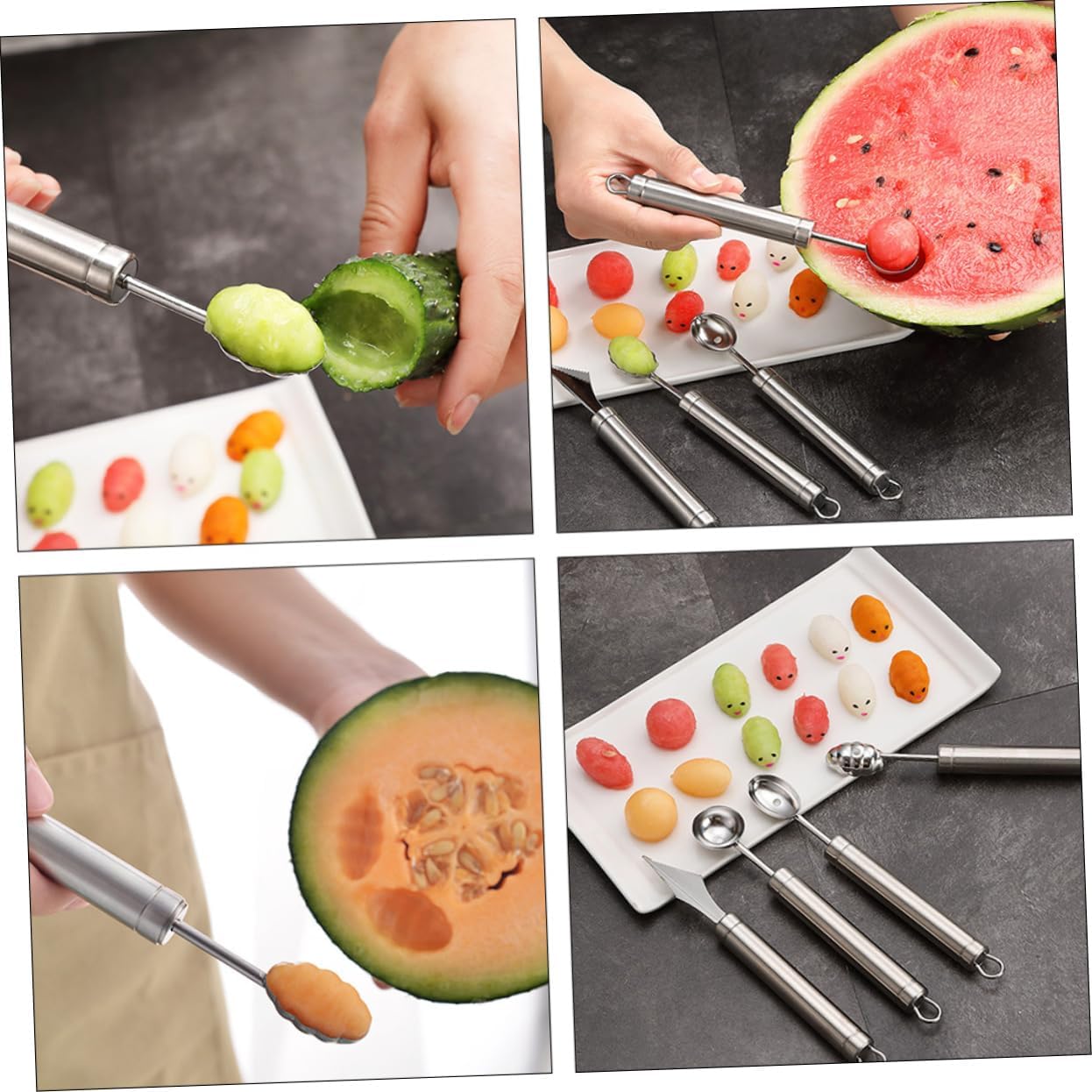 Fruit Baller Set Melon Baller Scoop Stainless Steel Fruit Digging Spoon Easy to Use for Kitchen