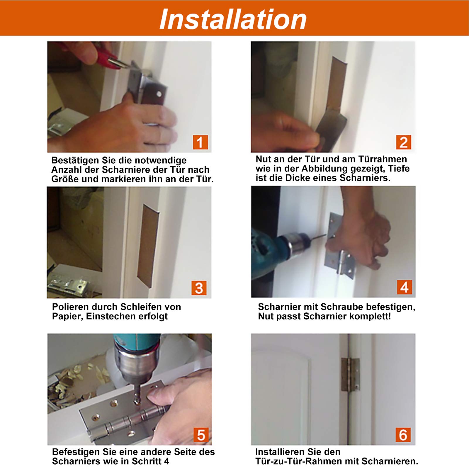 2x Selbstschließende Türscharniere 7,6cm - Edelstahl Federscharniere