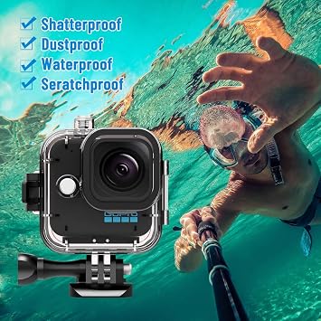حافظة إسكان مقاومة للماء لـ GoPro Hero11Black Mini، 131ft / 45M غلاف غلاف واقي للبطل 11 كاميرا سوداء صغيرة تعمل تحت الماء غلاف صندوق غوص مع حامل و Thumbscrew