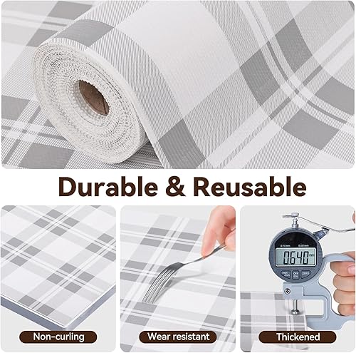 Miniatura 6 de Revestimiento de estante de cajón para armarios de cocina, papel antideslizante no adhesivo, fácil de limpiar, agarre fuerte, grueso, impermeable,