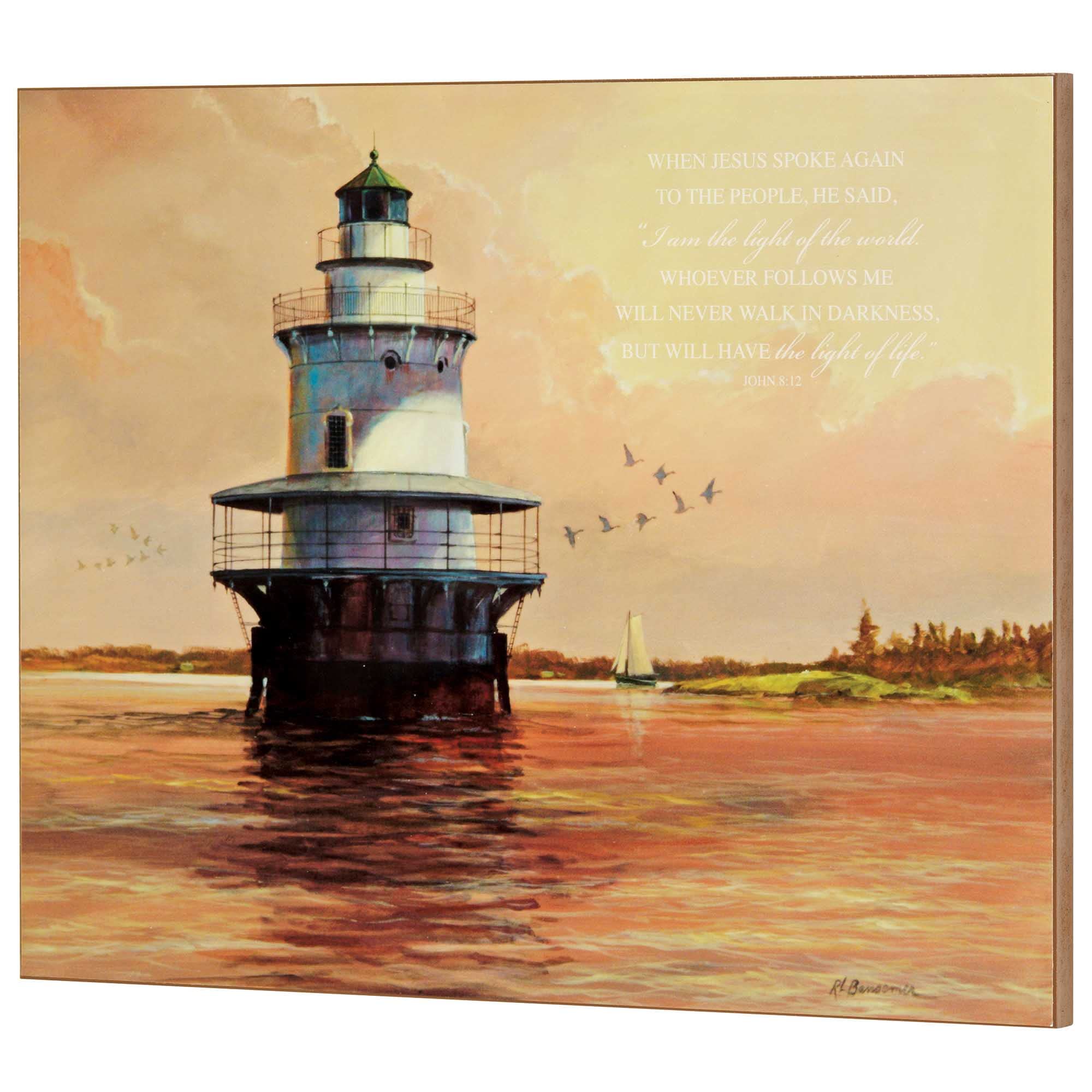 Dicksons I Am Light Of The World Lighthouse 20 x 16 MDF Decorative Wall Plaque