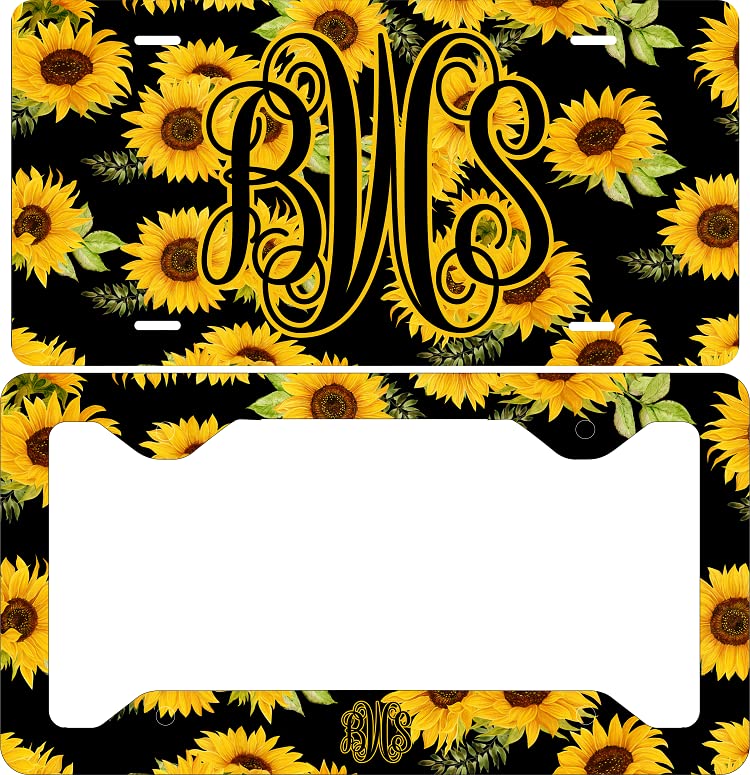 Sunflower Personalized License Plate and Accessories, Personalized car tag, Custom Car Tag, Plates for women, Monogram (License Plate and Frame)