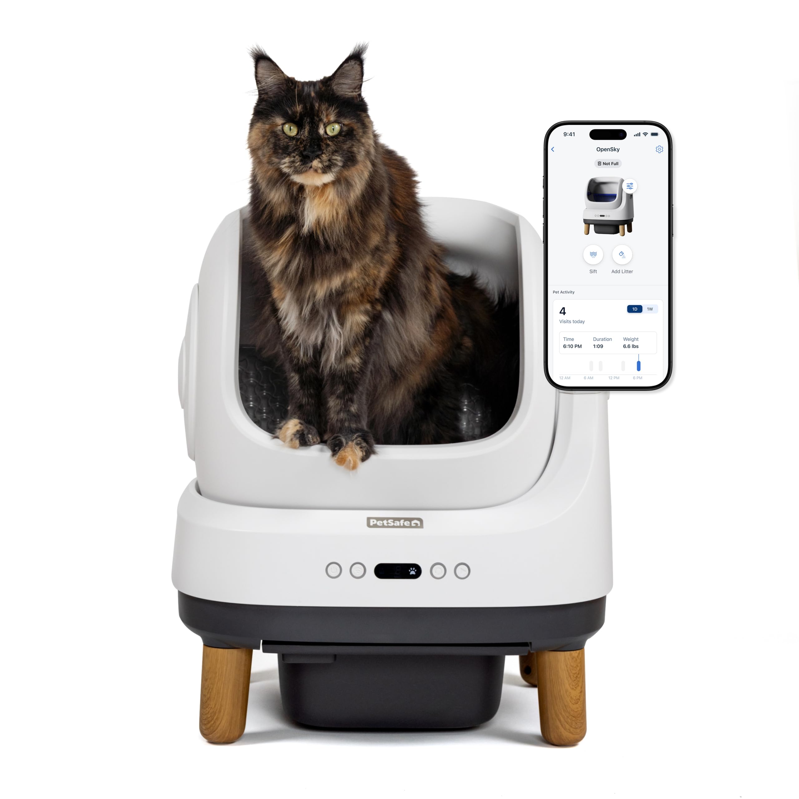PetSafe ScoopFree OpenSky Automatic Self-Cleaning Cat Litter Box - Hands-Free Cleaning - Odor Control Litter System - App Controlled with Health Monitoring - Multi-Cat Compatible