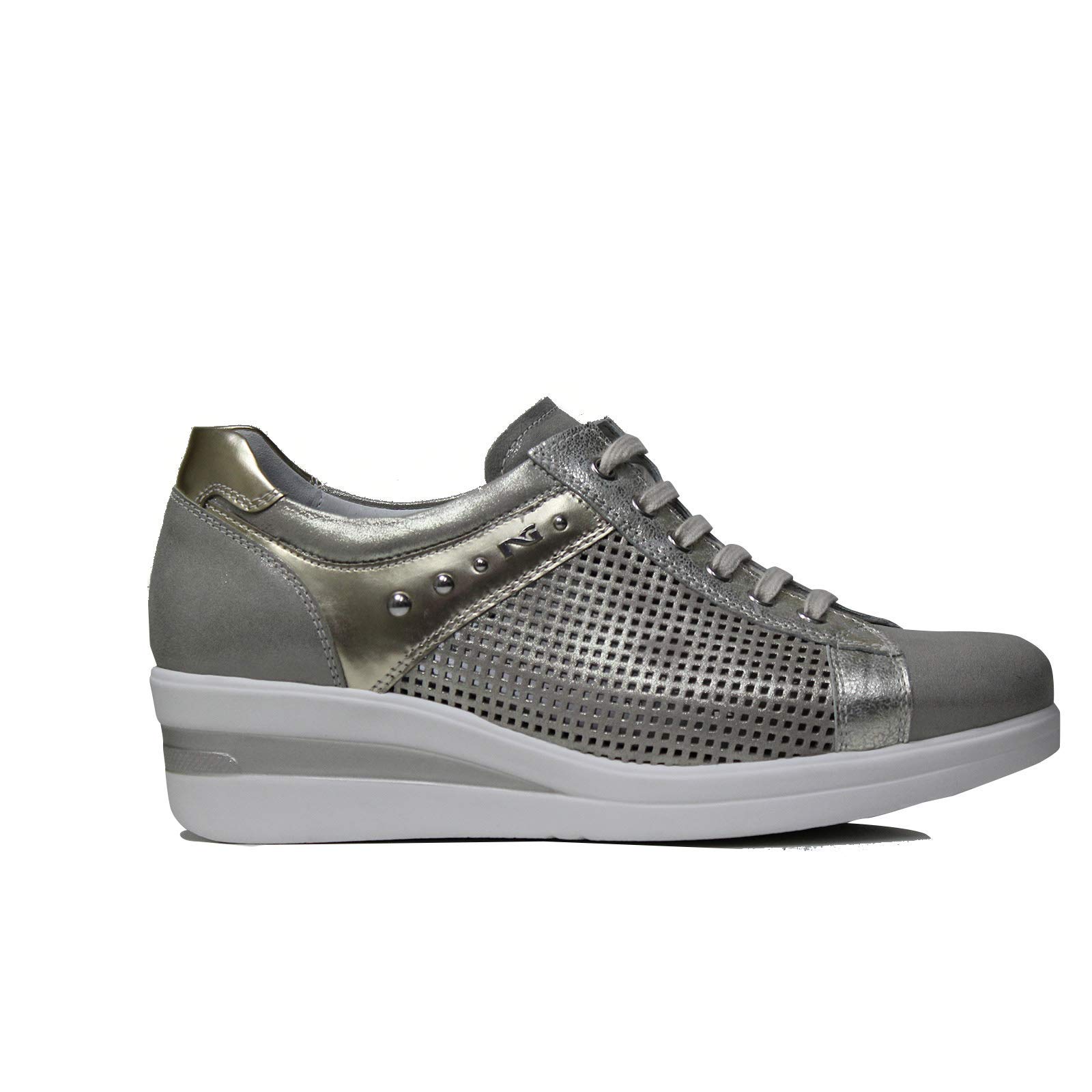 Nero Giardini Sneaker Donna con Zeppa Bianca Colore Beige P907502D 505 Nuova Collezione Primavera Estate 2019