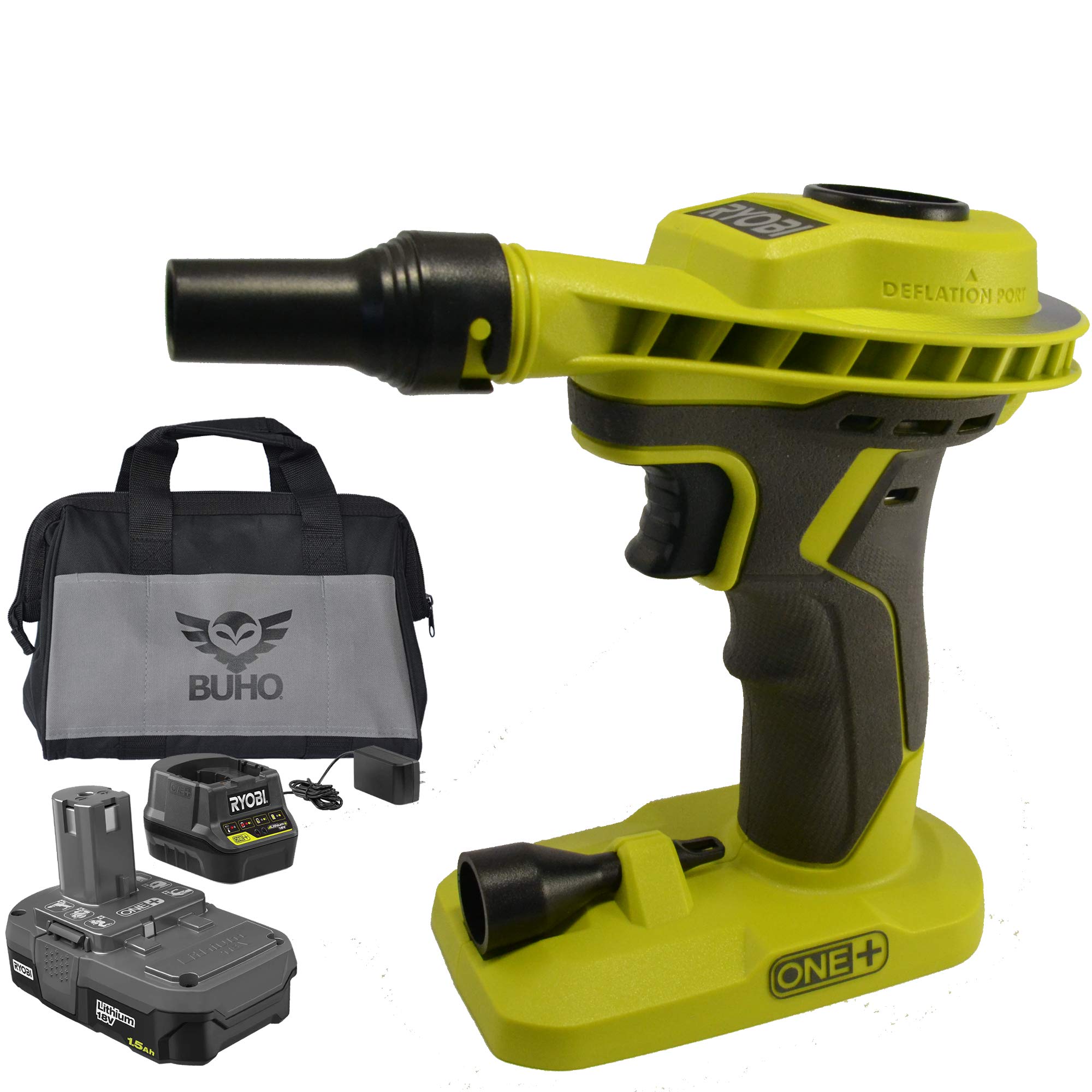 Ryobi High Volume Inflator Bundle, P738T ONE+ 18-Volt Lithium-Ion with 1.5 Ah Battery, Charger and B