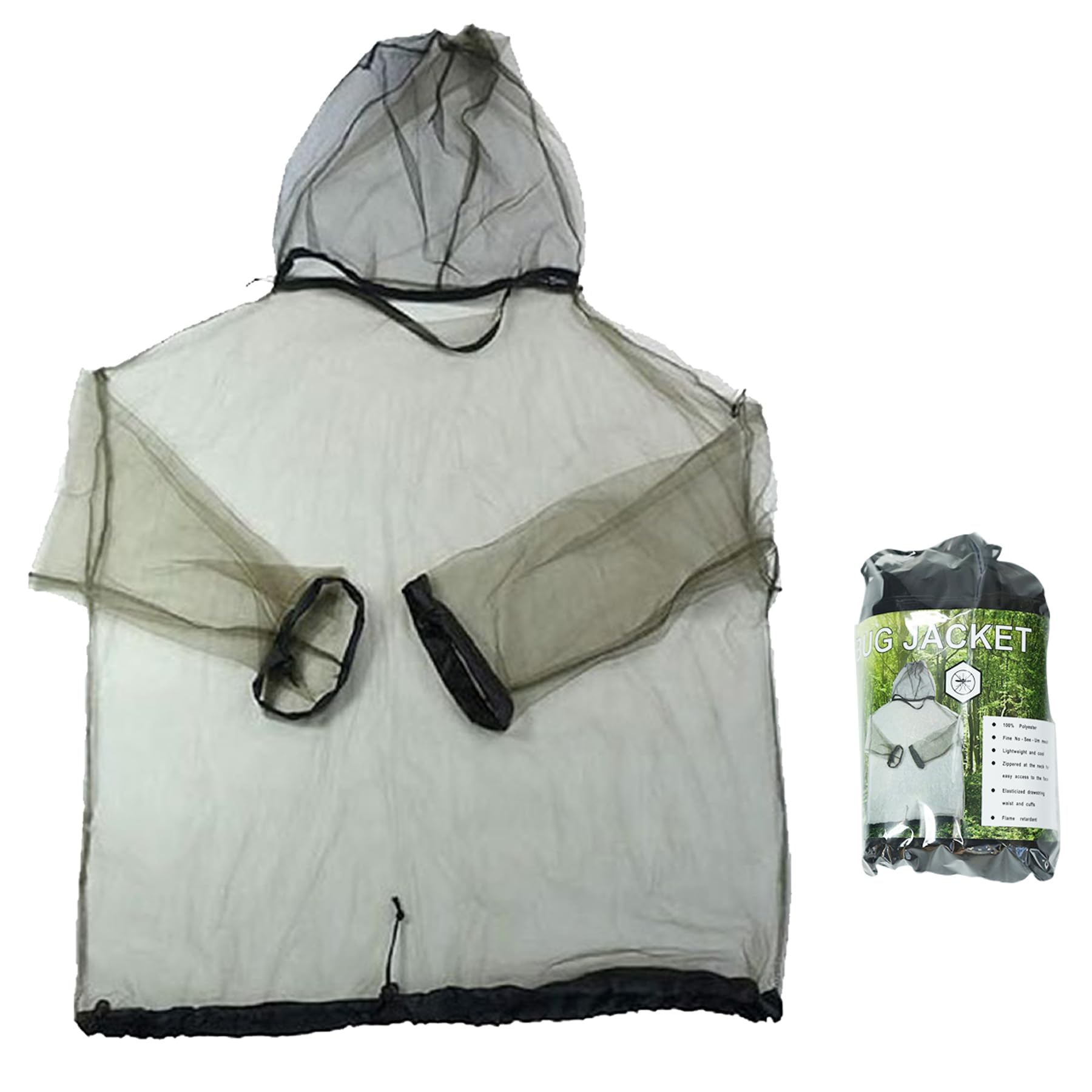 Insektenschutzjacke mit Kapuze für Damen & Herren – Leichte Sommer-Moskitojacke mit integrierter Mesh-Maske & Hals-Reißverschluss