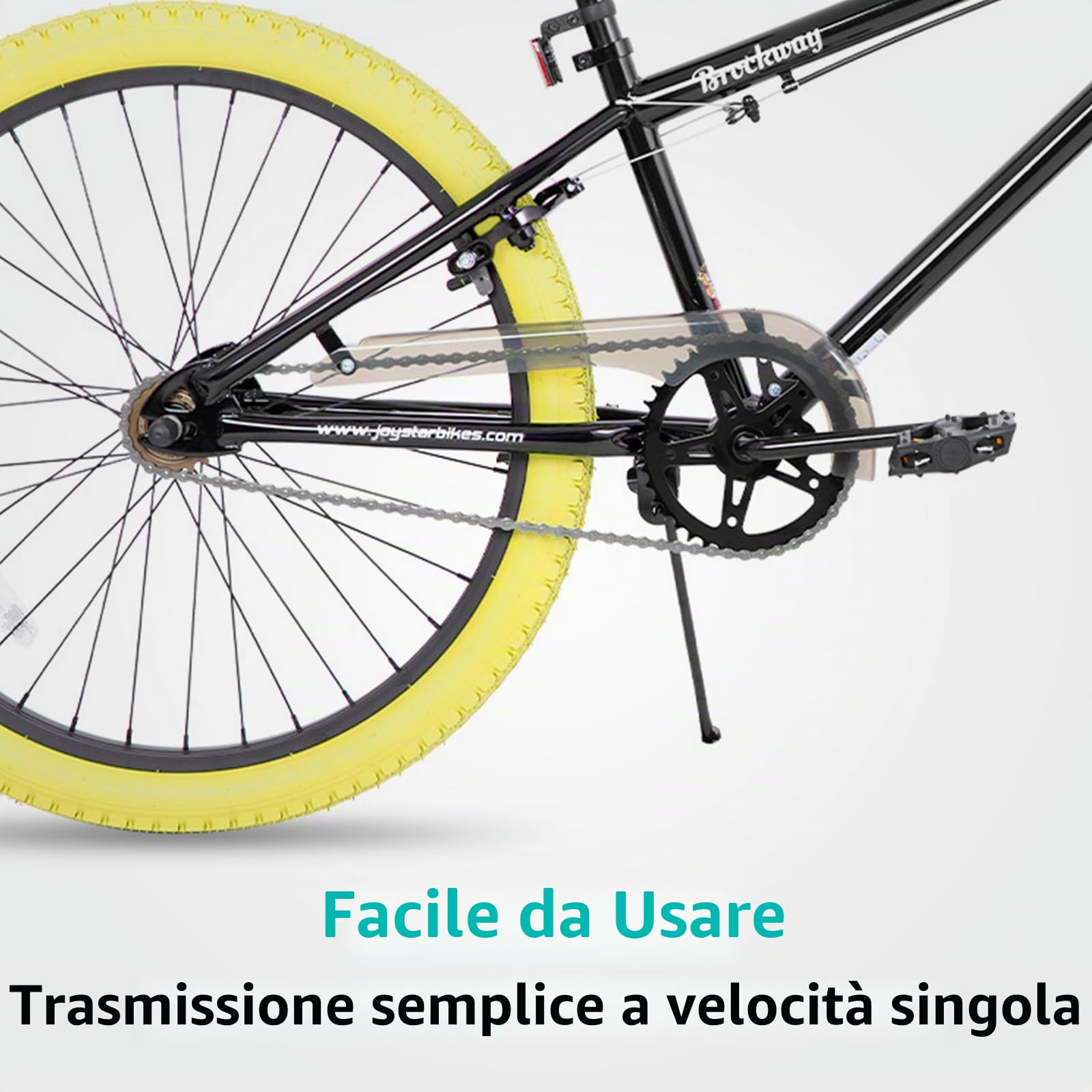 JOYSTAR Gemsbok Bicicletta BMX freestyle da 24 pollici per bambini dai 11 agli 14 anni, biciclette da 24 pollici per bambini, gialla