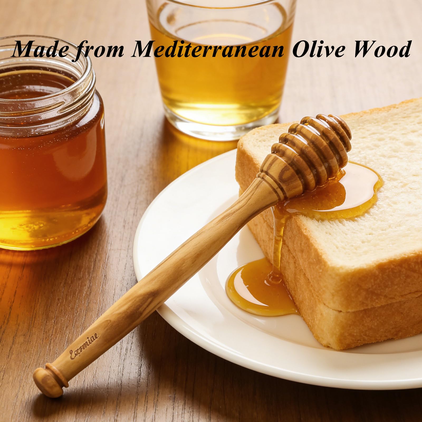 Olive Wood Honey Dippers - Natural & Durable -6