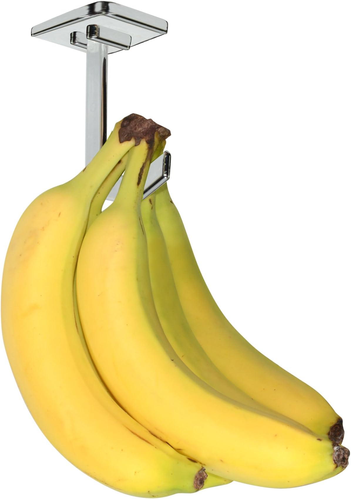 Plastic Banana Hanger – Under Cabinet Hook for Bananas or Lightweight Kitchen Items. Hook Folds-up When Not in Use. Self-Adhesive and Pre-drilled Holes (Screws Provided!)(Chrome)