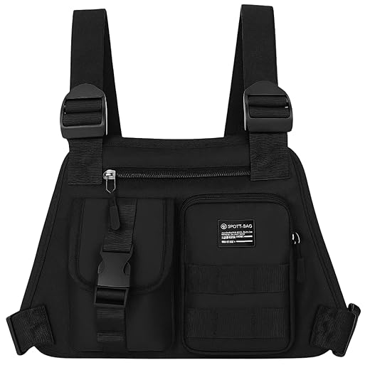 Bolsa Peitoral Tática Chest Bag Masculina Feminina – Mochila de Peito Esportiva com Bolsos e Alças Ajustáveis – Ideal para Shows, Motociclismo, Motoboy, Trilha, Ciclismo, Caminhada, Pesca e Streetwear