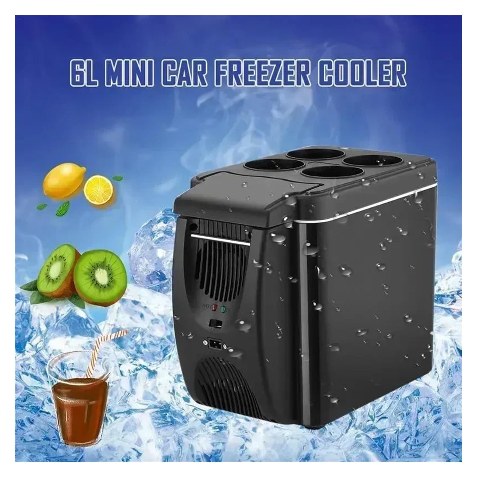 Minicongelador eléctrico for Coche de 6 l y 12 V, refrigerador y Calentador for Coche, Nevera portátil de Viaje.(6L 12V Black)