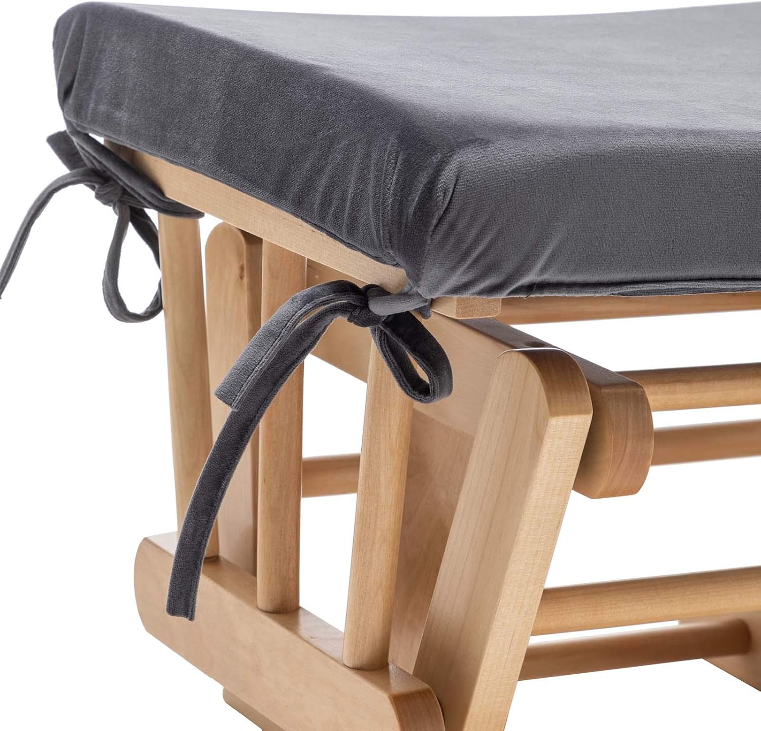 Paddie Glider Rocker Replacement Cushions Velvet with Storage, Rocking Chair Cushion Set with Ties, 5PCS, Dark Grey