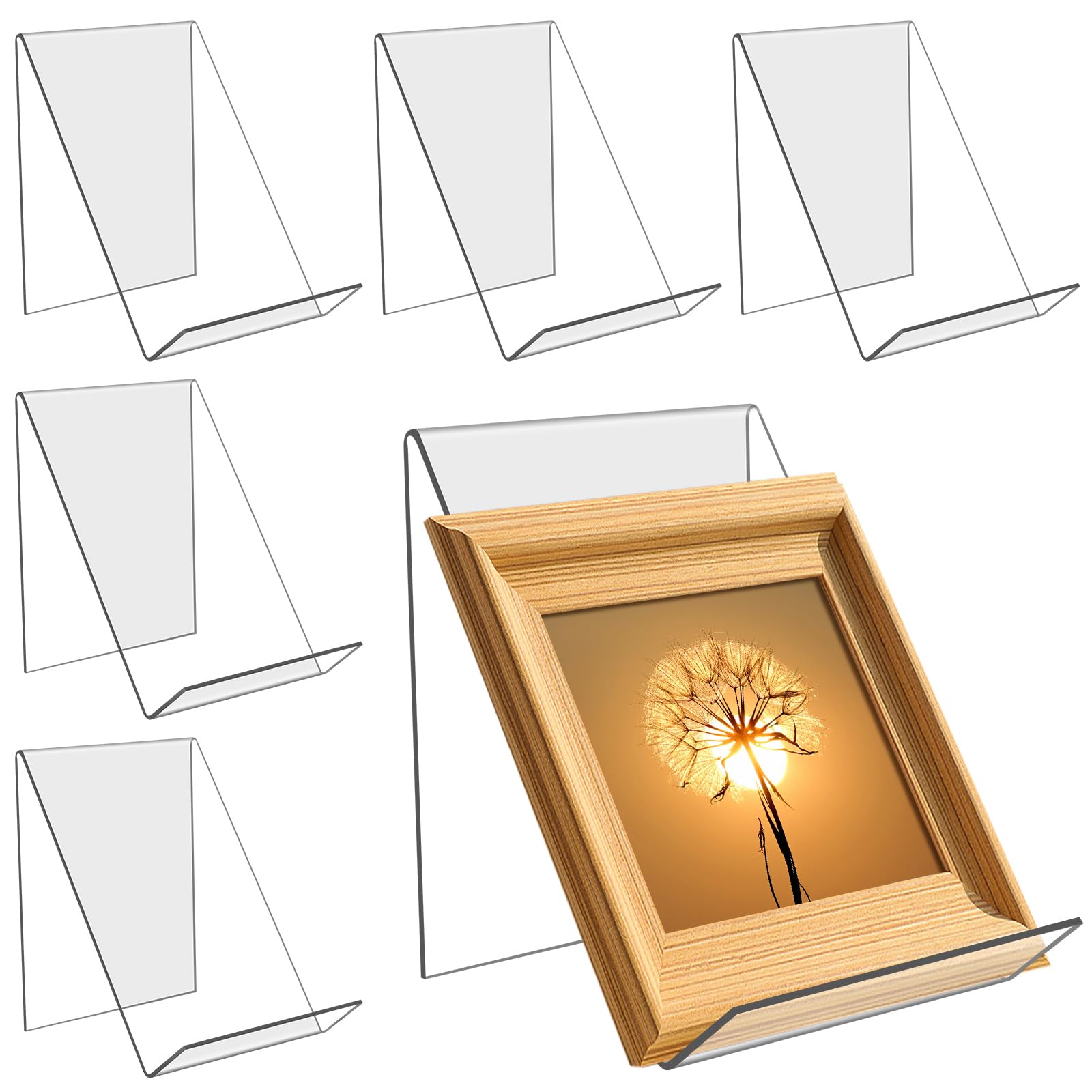 SIYOMG Soporte acrílico para libros, 5 unidades, 10 x 15 cm, transparente, sujetalibros, expositores para libros, notas, cuadernos, manualidades, obras de arte, objetos pequeños