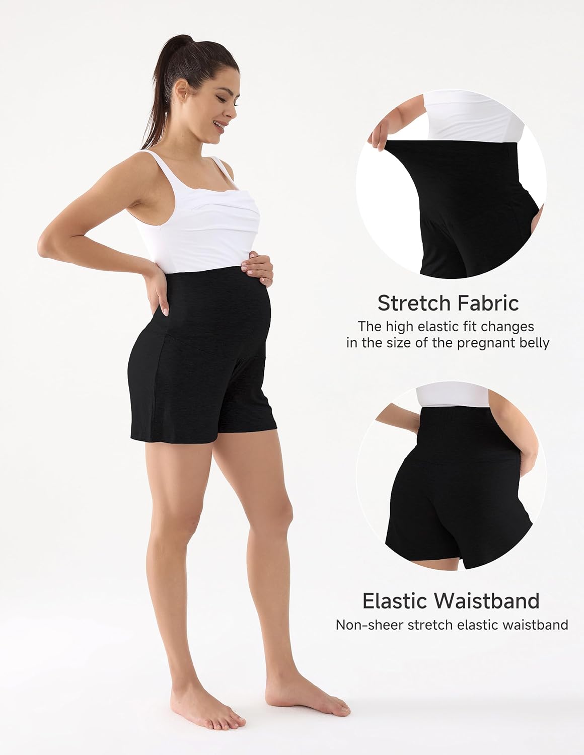 Maternity Pajama Shorts Viscose from Bamboo Pregnancy Lounge Shorts Soft Stretchy Comfy Maternity Clothes - Image 2