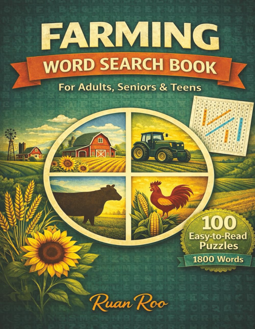Farming Word Search Puzzle Book: Word Searches with Easy to Read Print about Farming, Crops, Tractors, Livestock, Barn Life and More | 8.5 x 11 ... | Gift for Vacations, Holidays and Free Time