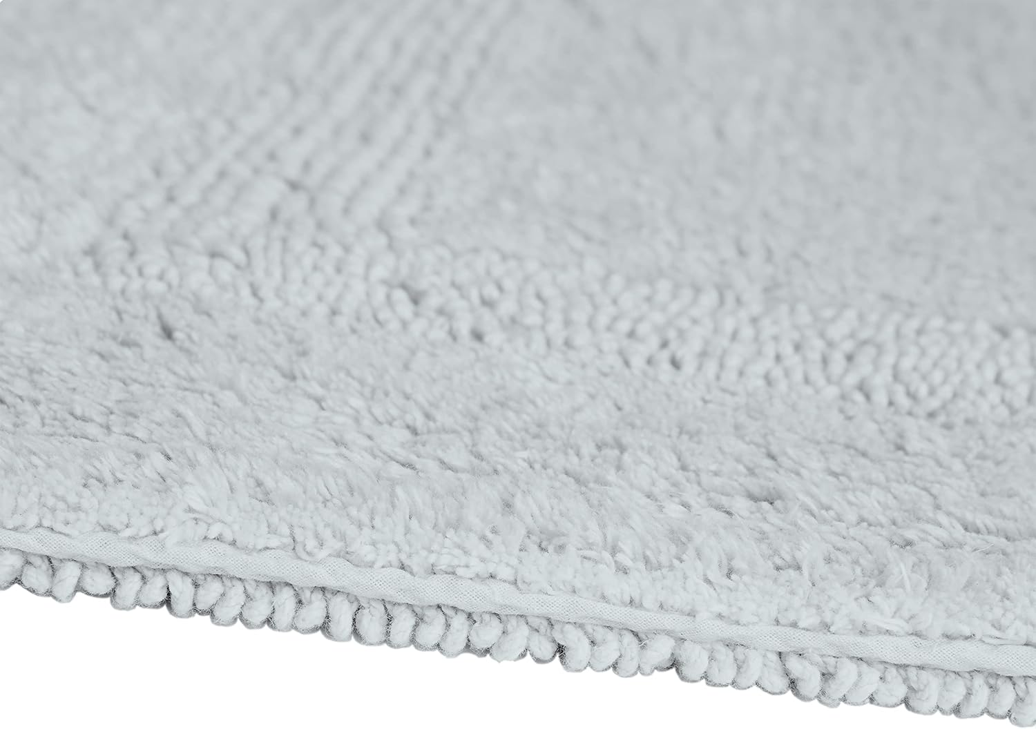 Fabstyles 100% Cotton Luxury Reversible Bath Rug | Ultra Absorbent Machine Washable Mat for Bathrooms/Showers, 24"x60" Silver