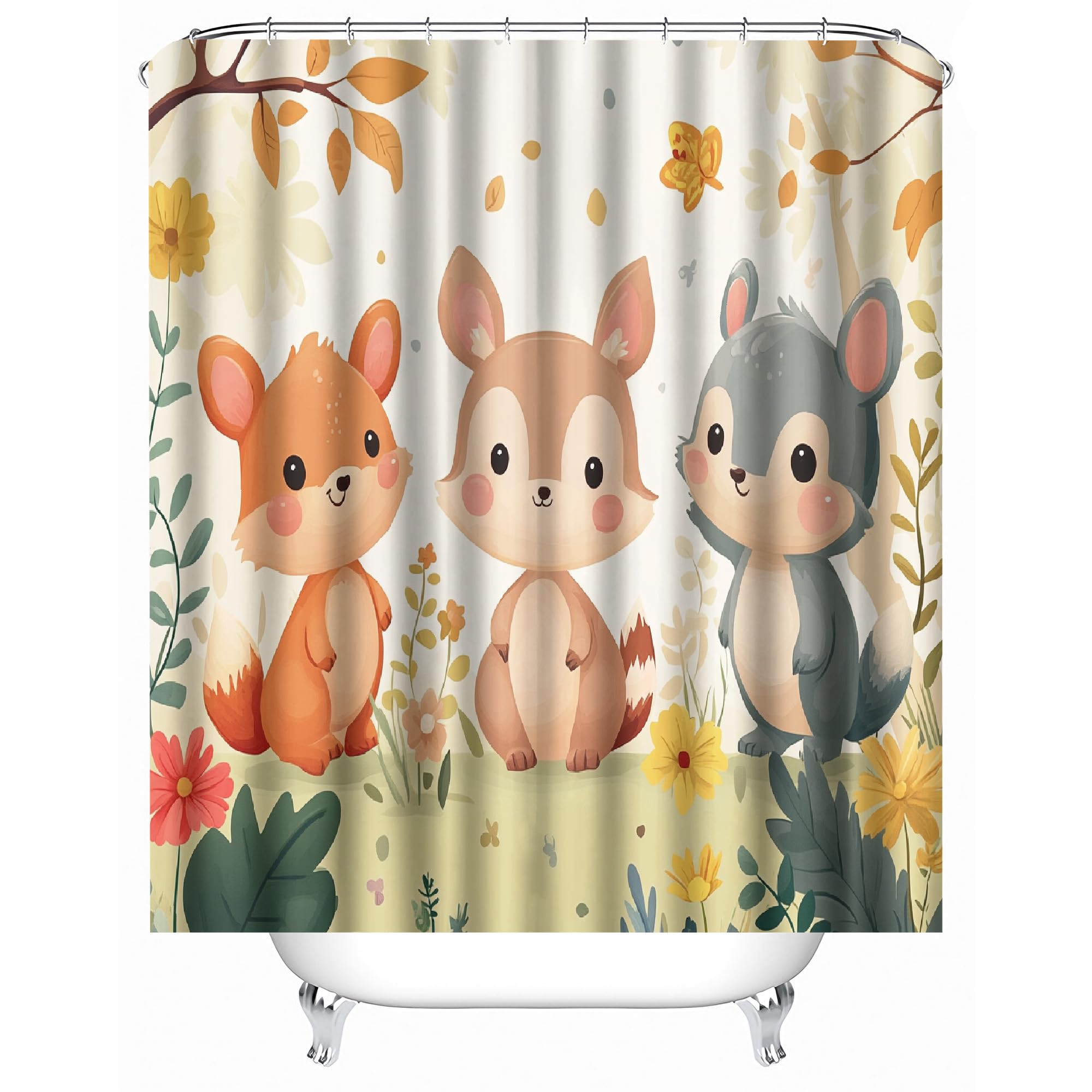 Rideau de douche écureuil 180x200cm lavable en polyester imperméable