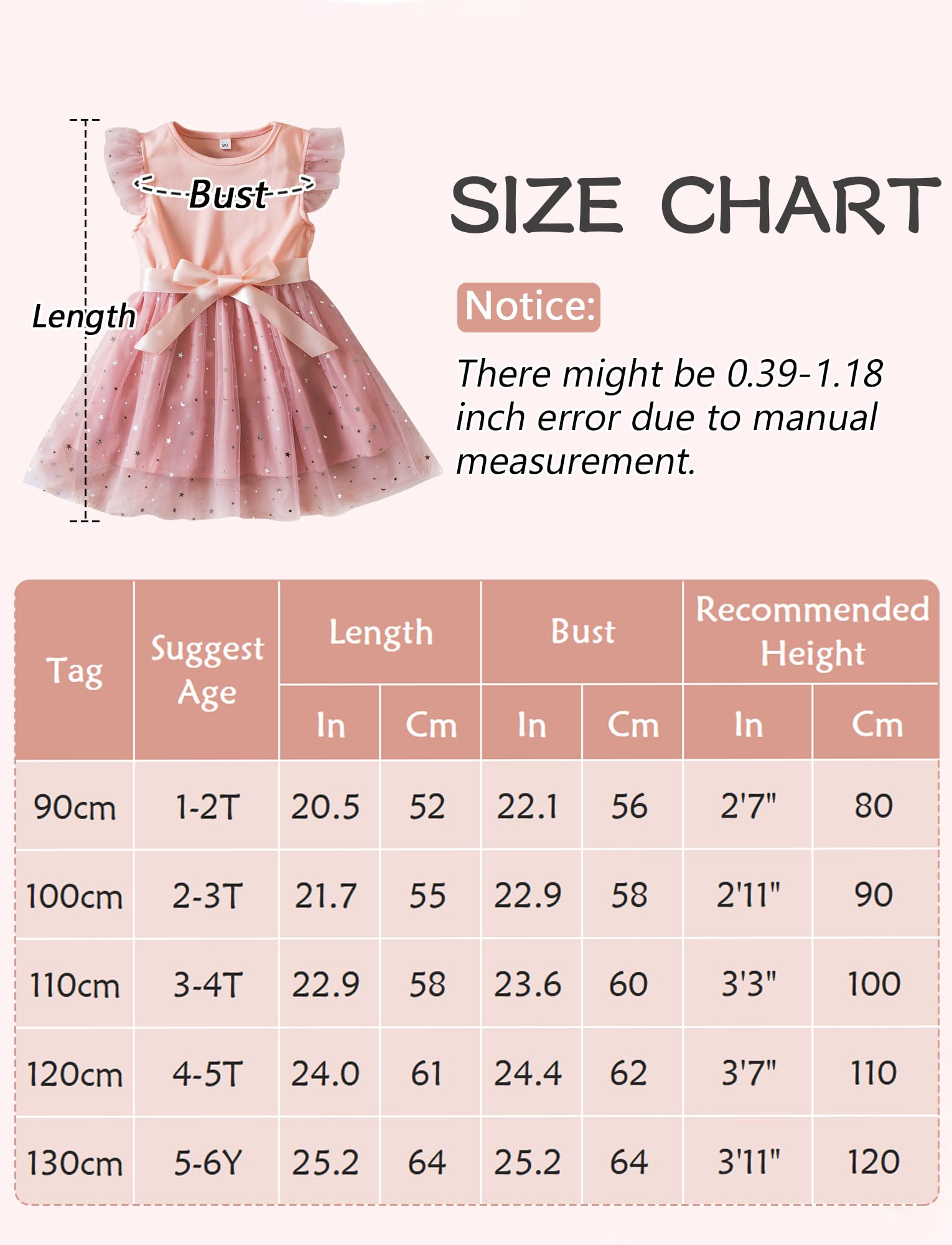 Happy Cherry Robe de Princess pour Petit Fille 1-6 Ans Robe avec Tulle Bébé Mariage Cérémonie Soirée Vêtements d'anniversaire Baptême