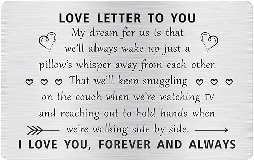 TGCNQ Tarjeta de cartera grabada con letra de amor, regalo romántico para el día de San Valentín, tarjeta de Navidad, carta de amor para ti
