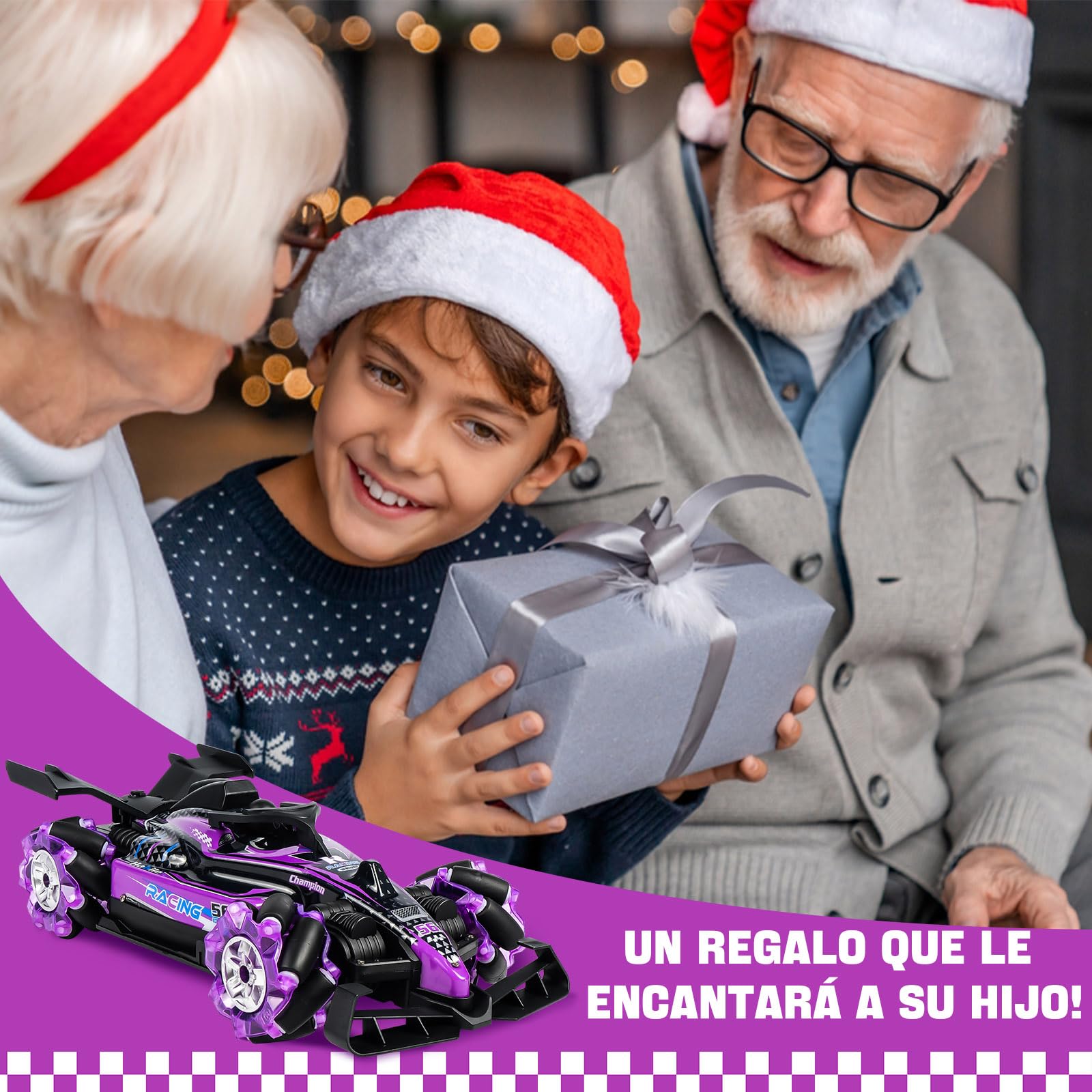 Joellfuner Coche Teledirigido, Coche RC 14 Canales Dual Jet, RC Car con Luces y Música a 25 km/h, Regalos para Adultos o Niños Mayores de 3 Años (Púrpura)