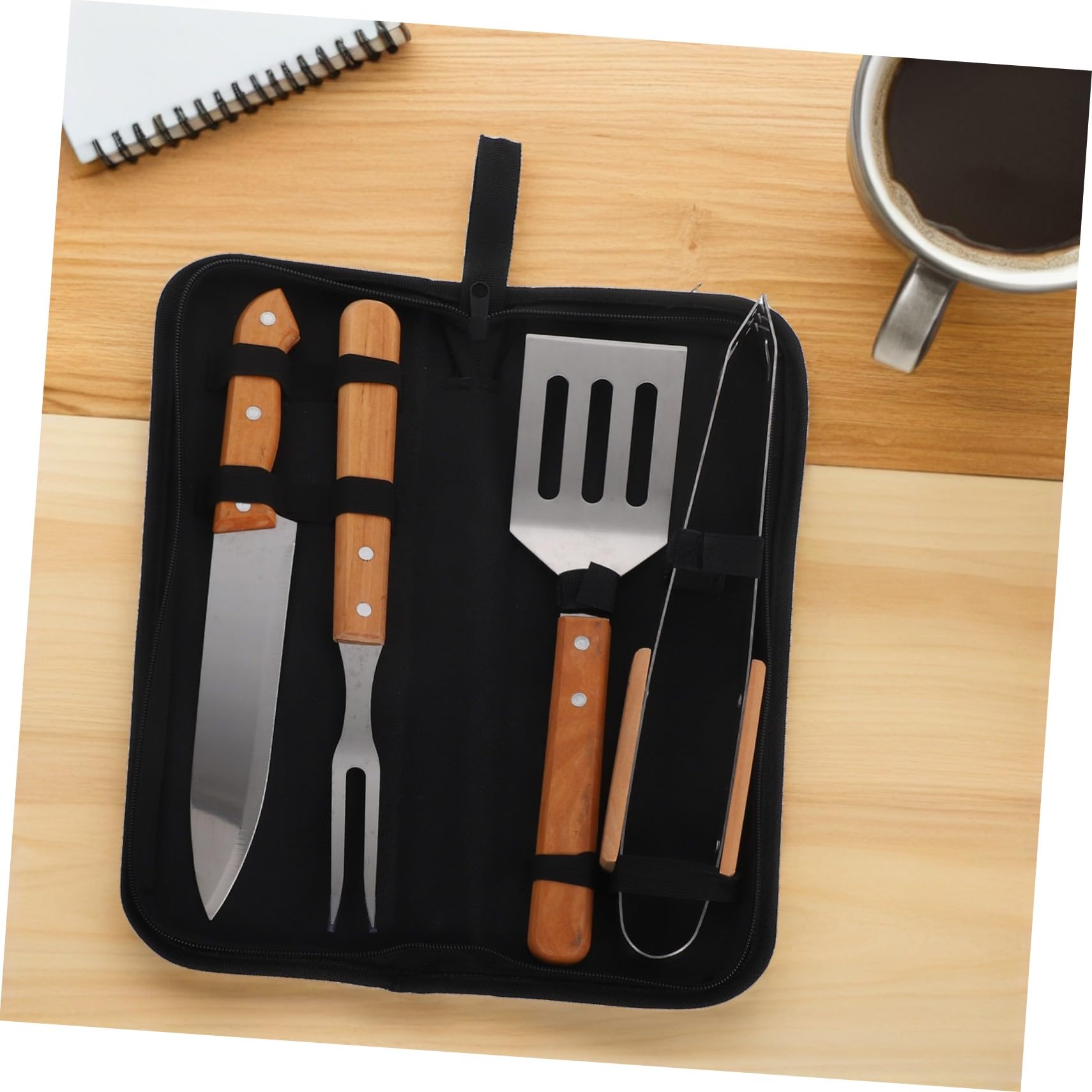 SUPVOX Spatule Barbecue Acier Inoxydable Ustensiles avec Housse De Transport Outil pour Grillades Extérieures Camping Et Pique-