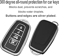 Vista 3 de para la cubierta del llavero de Toyota con llavero de cuero, TPU suave 3/4 botones Key Shell, Negro