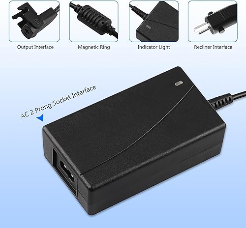 Miniatura 5 de Cable de alimentación universal para silla reclinable, 2 pines 29 V 2 A, fuente de alimentación reclinable con cable de extensión para sillón