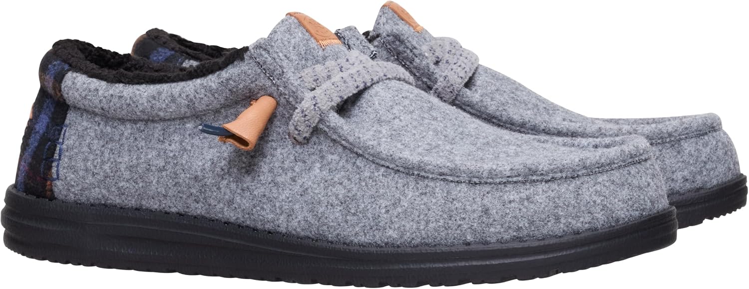 HEYDUDE Men’s Wally Cozy Plaid Downtown | Sherpa Lined Slip-On Loafers for Men, Lightweight & Comfortable