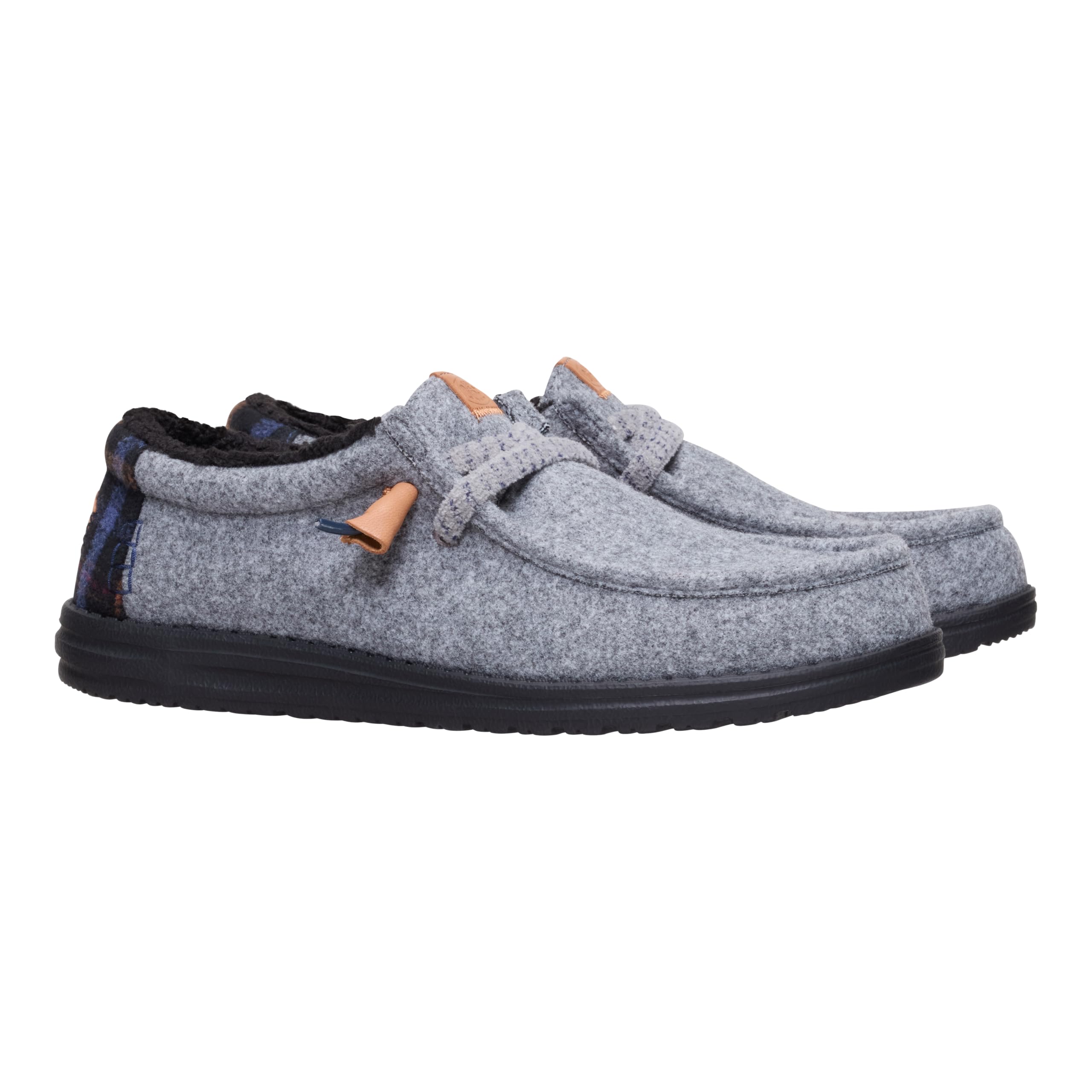 HEYDUDE Wally Cozy Plaid Smoke Grey/Multi Size 10