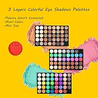 Vista 2 de VERONNI Mini paleta de sombras de ojos de 120 colores vivos, mate y brillante, juego de maquillaje profesional de 3 capas brillantes y cálidas